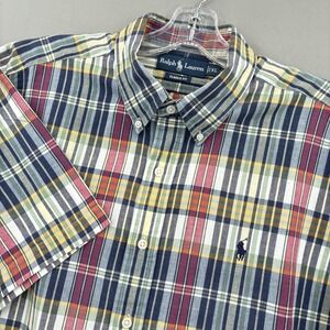 Ralph Lauren Shirt Mens XL Multicolor Madras Plaid Button Down Preppy India